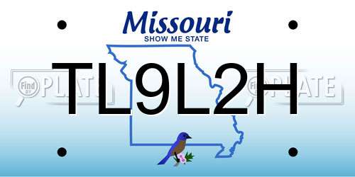 TL9L2H Missouri License Plate