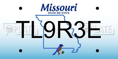 TL9R3E Missouri License Plate