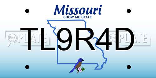 TL9R4D Missouri License Plate