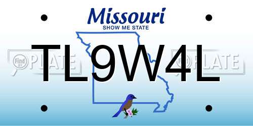 TL9W4L Missouri License Plate