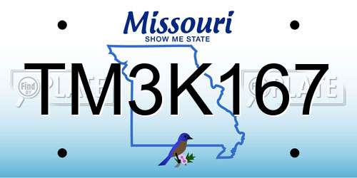 TM3K167 Missouri License Plate
