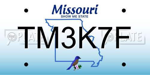 TM3K7F Missouri License Plate