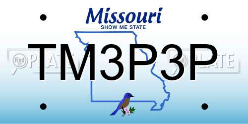 TM3P3P Missouri License Plate