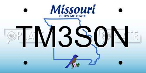 TM3S0N Missouri License Plate