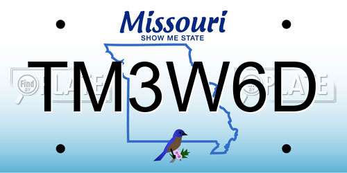 TM3W6D Missouri License Plate