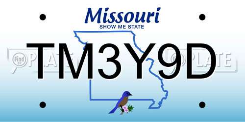 TM3Y9D Missouri License Plate