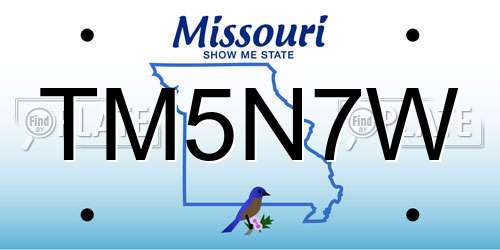 TM5N7W Missouri License Plate