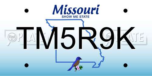 TM5R9K Missouri License Plate