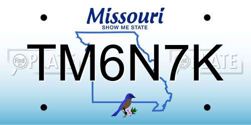 TM6N7K Missouri License Plate