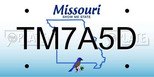 TM7A5D Missouri License Plate