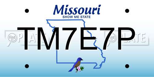 TM7E7P Missouri License Plate