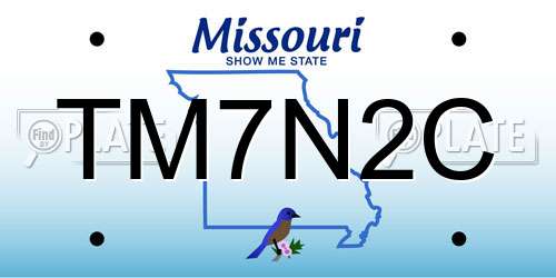 TM7N2C Missouri License Plate