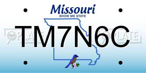 TM7N6C Missouri License Plate