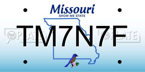 TM7N7F Missouri License Plate