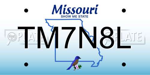 TM7N8L Missouri License Plate