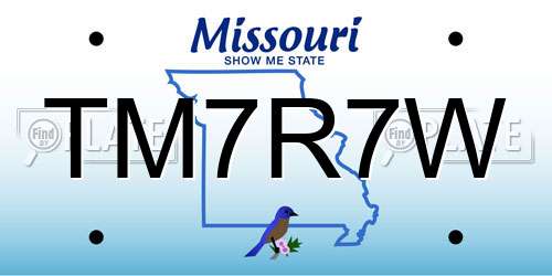 TM7R7W Missouri License Plate