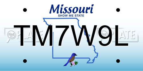 TM7W9L Missouri License Plate