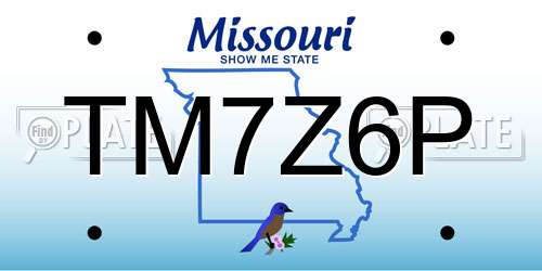 TM7Z6P Missouri License Plate
