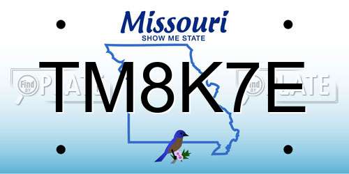 TM8K7E Missouri License Plate