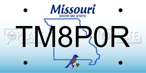 TM8P0R Missouri License Plate
