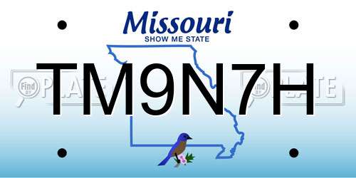TM9N7H Missouri License Plate