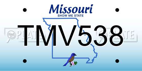 TMV538 Missouri License Plate