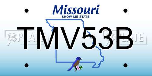 TMV53B Missouri License Plate