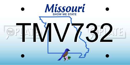 TMV732 Missouri License Plate