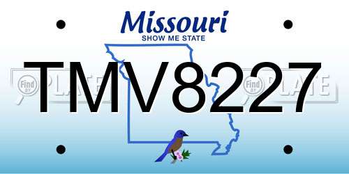 TMV8227 Missouri License Plate