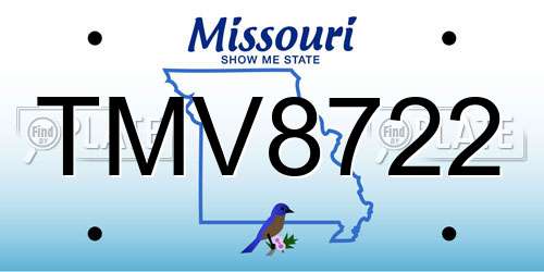 TMV8722 Missouri License Plate