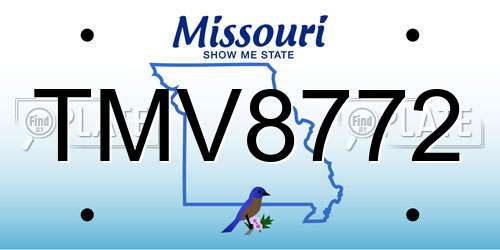 TMV8772 Missouri License Plate