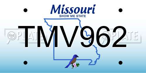 TMV962 Missouri License Plate