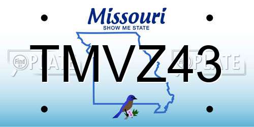 TMVZ43 Missouri License Plate
