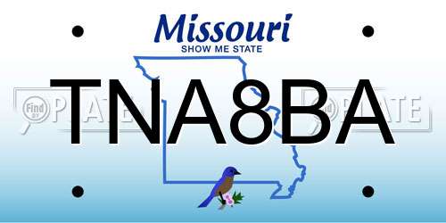 TNA8BA Missouri License Plate