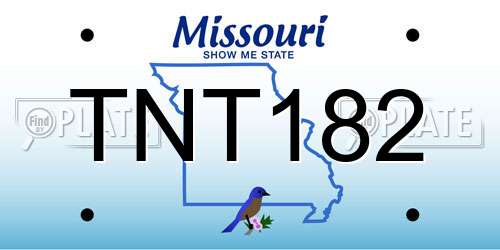 TNT182 Missouri License Plate