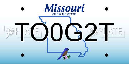 TO0G2T Missouri License Plate