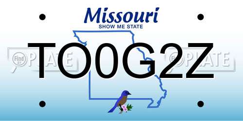 TO0G2Z Missouri License Plate
