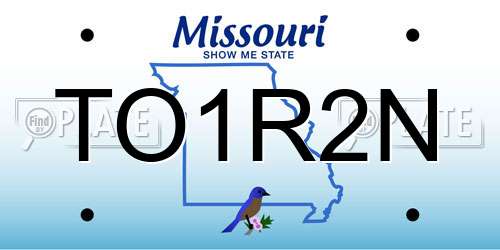 TO1R2N Missouri License Plate