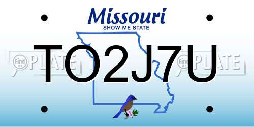 TO2J7U Missouri License Plate