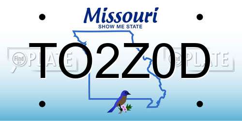 TO2Z0D Missouri License Plate