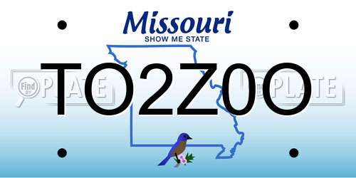 TO2Z0O Missouri License Plate