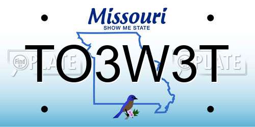TO3W3T Missouri License Plate
