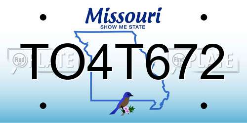 TO4T672 Missouri License Plate