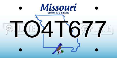 TO4T677 Missouri License Plate