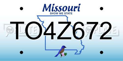 TO4Z672 Missouri License Plate