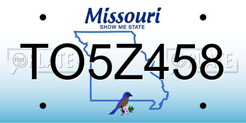 TO5Z458 Missouri License Plate