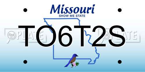 TO6T2S Missouri License Plate