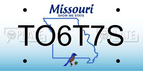 TO6T7S Missouri License Plate