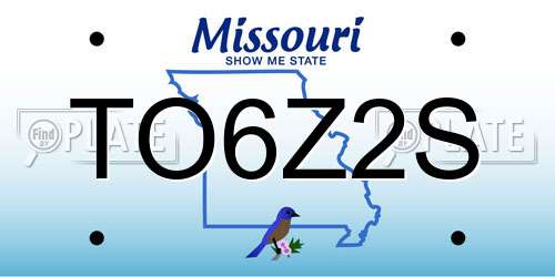TO6Z2S Missouri License Plate