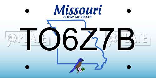 TO6Z7B Missouri License Plate